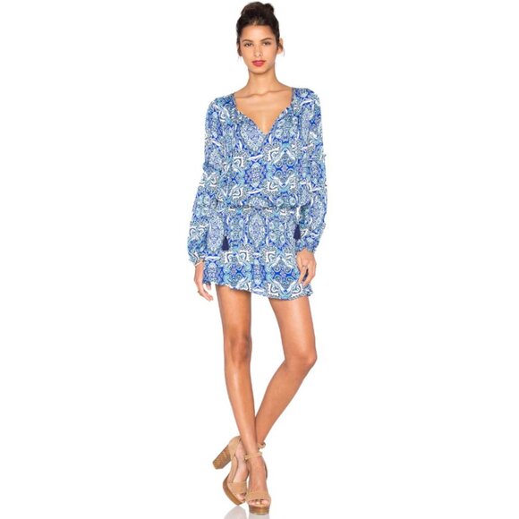 Parker Women's Maeve Mini Dress Drop Waist Long Sleeves In Glacius Brocatto - Picture 3 of 16